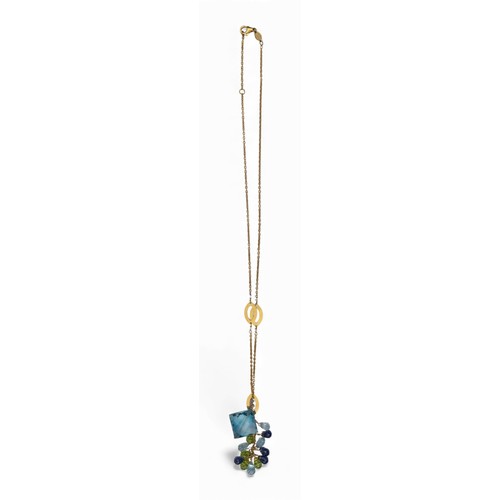 20 - Circa 1990A multi gem-set and 18 carat gold pendant necklaceWeight: Approx. 13.32 grams... 