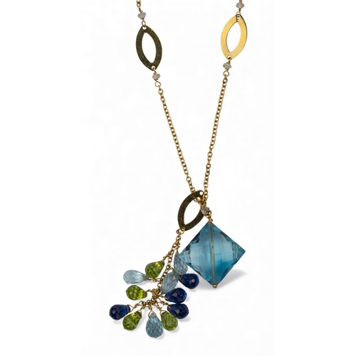 20 - Circa 1990A multi gem-set and 18 carat gold pendant necklaceWeight: Approx. 13.32 grams... 