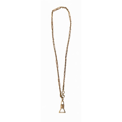 49 - A fancy yellow gold Albert chain, circa 1930Total length: Approx. 43 cm.Total weight: Approx. 24.9 g... 