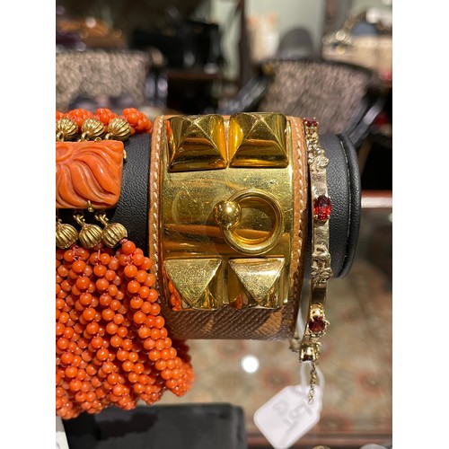 31 - Herm&egrave;s, Paris, A leather and gilt metal collier de chien, 1980sSigned.