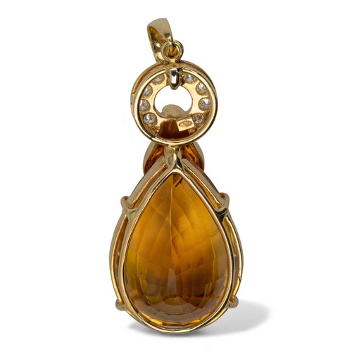 1 - Continental1990s&nbsp;A citrine and diamond pendantThe pear-shaped mixed-cut citrine of bright Madei... 