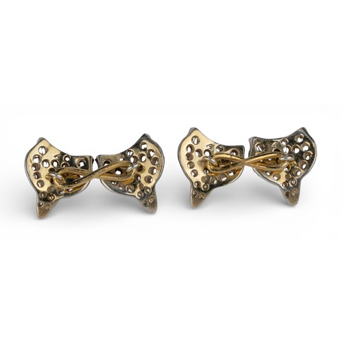 4 - A pair of antique diamond and ruby cufflinksDesigned as fox heads pav&eacute;-set with rose-cut diam... 