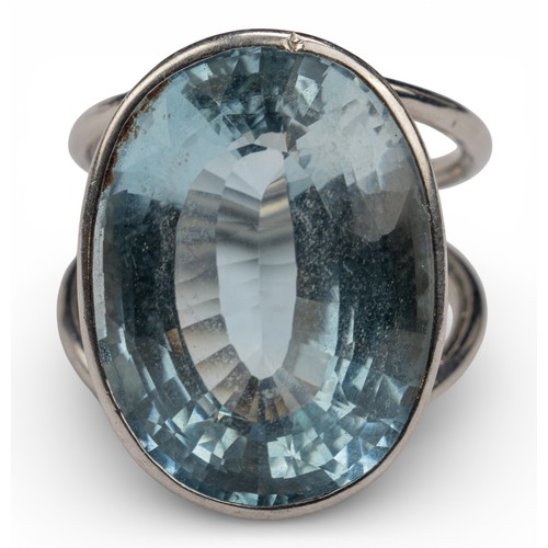 12 - Two aquamarine dress ringsThe kite-shaped ring mounted in white gold