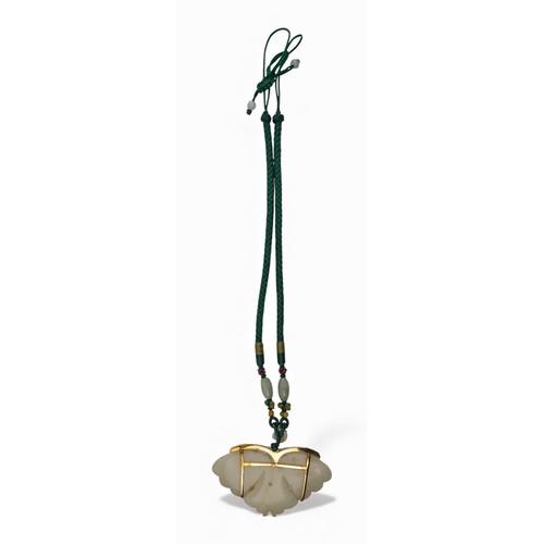 33 - Circa 1900A white jade and gold butterfly necklaceThe jade circa 1900, the necklace circa 1970On a j... 