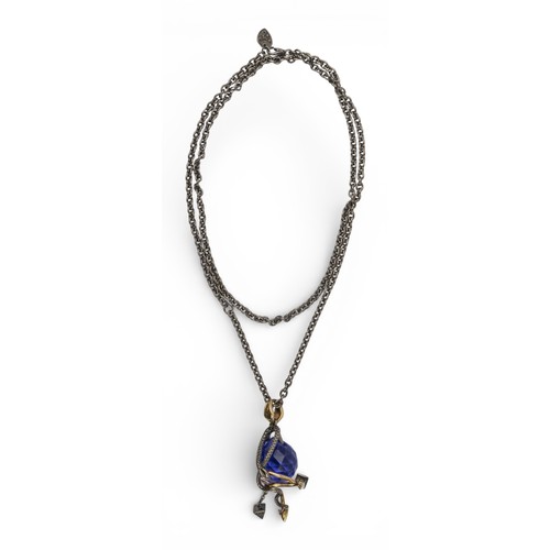 55 - Stephen WebsterA briolette amethyst pendant in the shape of an anchor and serpent in silver and gilt... 