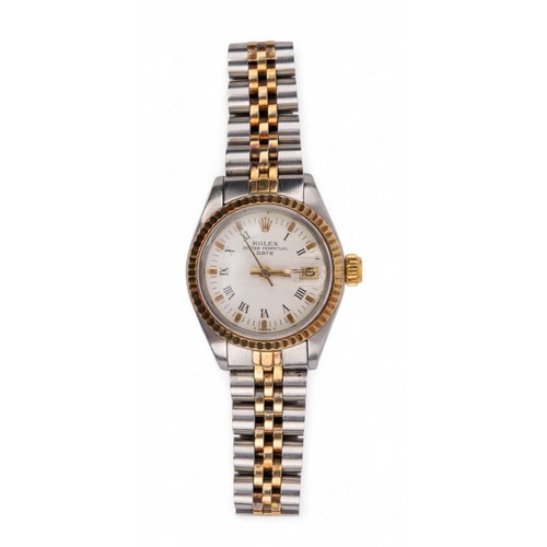 RolexA ladies Oyster Perpetual datejust two-tone wristwatch. With ...