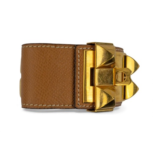 52 - Herm&egrave;s, Paris, A leather and gilt metal collier de chien, 1980sSigned.