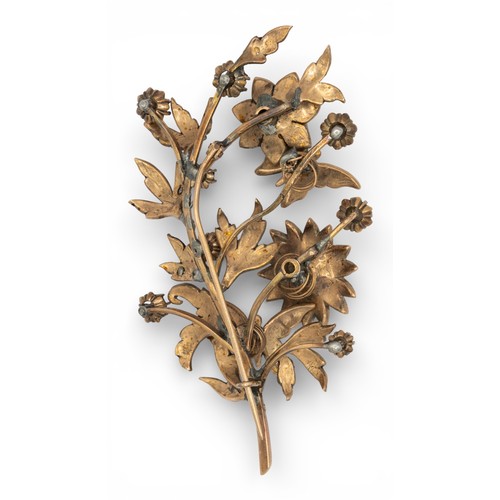 4A - Probably Ottoman, circa 1860An antique diamond tremblant brooch. The flower spray set throughout wit... 