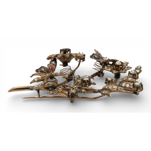 4A - Probably Ottoman, circa 1860An antique diamond tremblant brooch. The flower spray set throughout wit... 