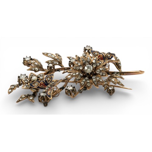 4A - Probably Ottoman, circa 1860An antique diamond tremblant brooch. The flower spray set throughout wit... 