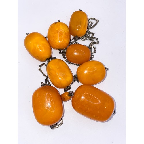 5 - Ottoman, Baltic amber bead necklace, composed of eight large butterscotch amber beads. With fine fan... 