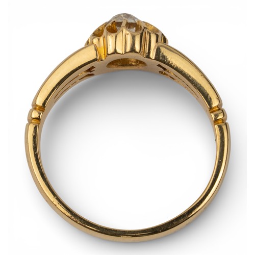 43 - AntiqueA diamond and gold ring, set to the centre with an old brilliant-cut diamond. Claw set in 18k... 