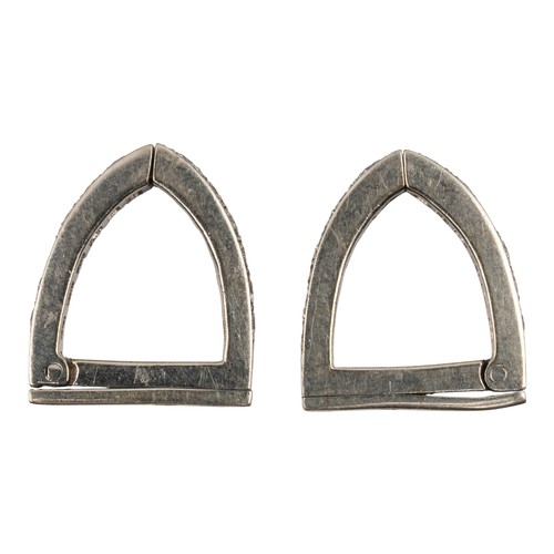 54 - A pair of diamond and white gold cufflinks, circa 1940Designed as a stirrup link, set throughout wit... 