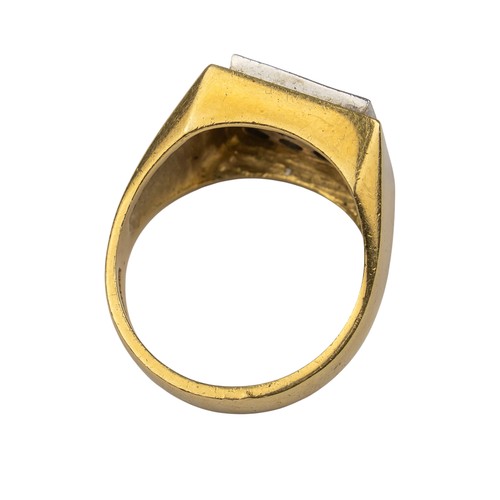 70 - British, 1970sAn 18k gold and diamond dress ring. The square top pave-set with sixteen brilliant-cut... 