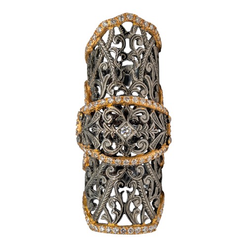 87 - Grimoldi, MilanoA Meccanico Rock 18k black and rose gold and diamond ring. With 3.5 cts of diamonds.... 
