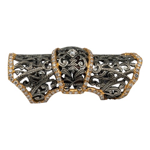 87 - Grimoldi, MilanoA Meccanico Rock 18k black and rose gold and diamond ring. With 3.5 cts of diamonds.... 