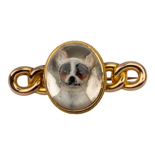 93 - Victorian, Essex crystal broochThe oval cabochon crystal painted with the head and shoulders of a wh... 