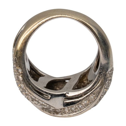 99 - An 18k white gold and diamond dress ringThe pave-set ring set throughout with brilliant-cut diamonds... 