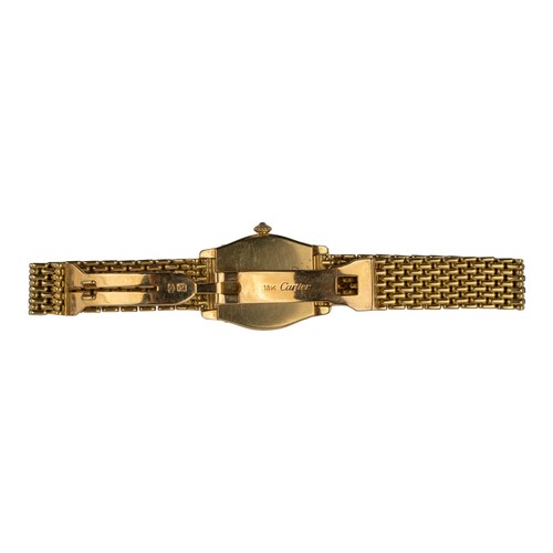 132 - Cartier, Paris, circa 1980sA gold and diamond-set tortue lady's wristwatch, manual movement, with di... 