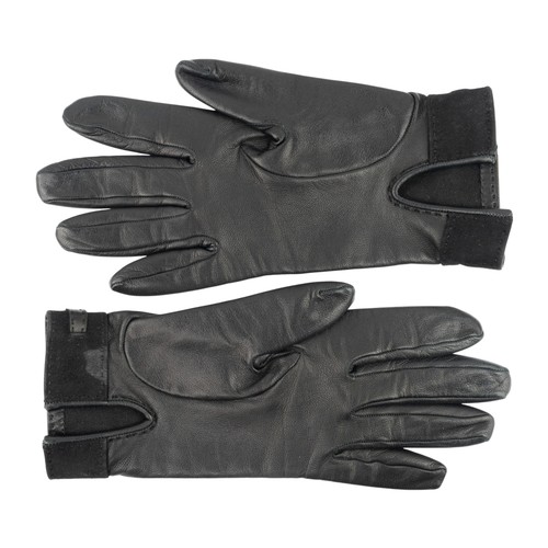 143 - Herm&egrave;s, A blue leather H braceletTogether with a pair of Herm&egrave;s black leather glovesTh... 