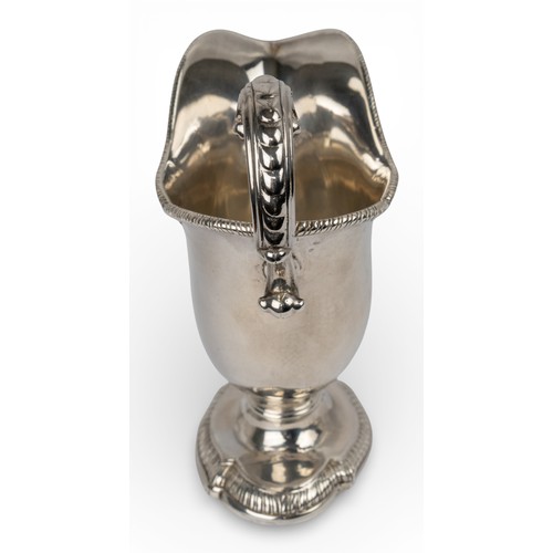 157 - George IIA silver gravy boat, with animal handle and on an oval-shaped pedestal. Hallmarked London, ... 