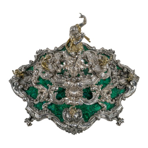 174 - An important Italian silver, silver-gilt and malachite centrepieceRome, circa 1720, Attributed to Gi... 