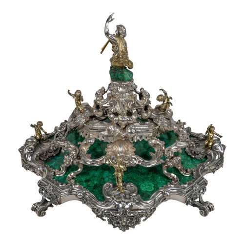 174 - An important Italian silver, silver-gilt and malachite centrepieceRome, circa 1720, Attributed to Gi... 
