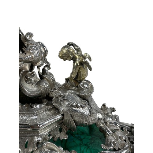 174 - An important Italian silver, silver-gilt and malachite centrepieceRome, circa 1720, Attributed to Gi... 