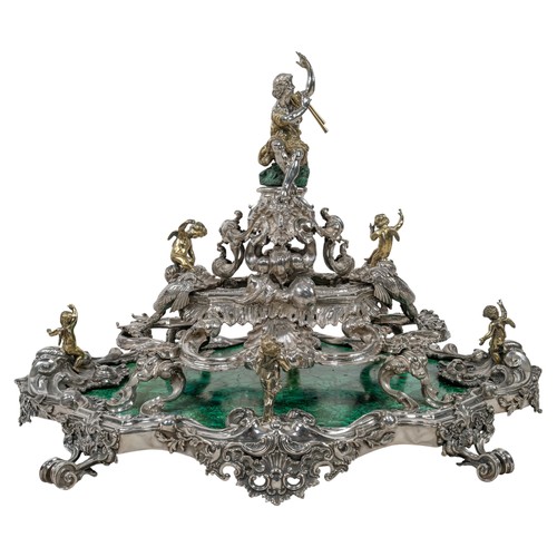 174 - An important Italian silver, silver-gilt and malachite centrepieceRome, circa 1720, Attributed to Gi... 