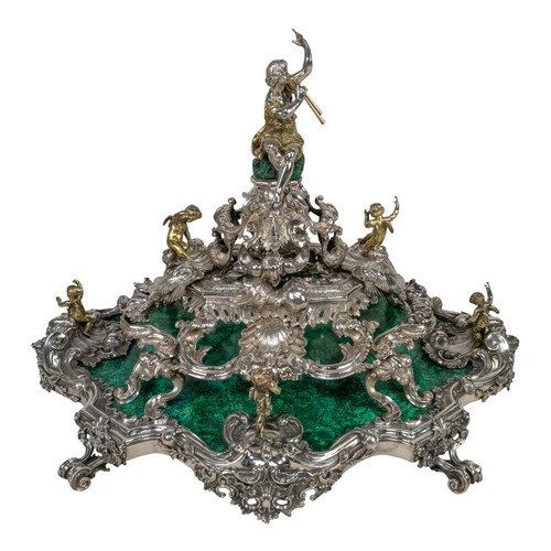 174 - An important Italian silver, silver-gilt and malachite centrepieceRome, circa 1720, Attributed to Gi... 