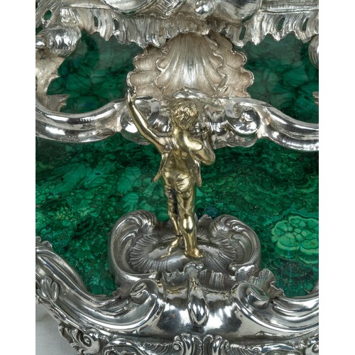 174 - An important Italian silver, silver-gilt and malachite centrepieceRome, circa 1720, Attributed to Gi... 