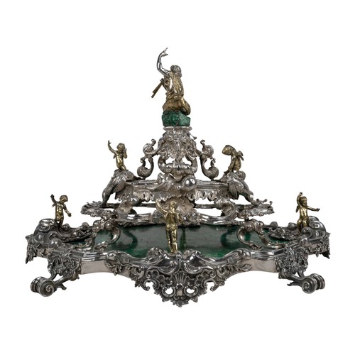 174 - An important Italian silver, silver-gilt and malachite centrepieceRome, circa 1720, Attributed to Gi... 