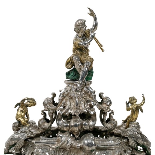 174 - An important Italian silver, silver-gilt and malachite centrepieceRome, circa 1720, Attributed to Gi... 