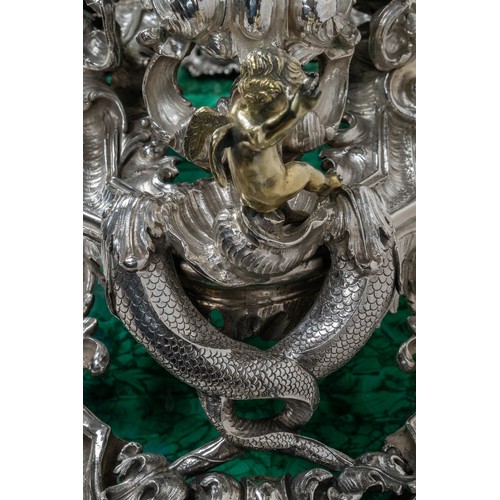 174 - An important Italian silver, silver-gilt and malachite centrepieceRome, circa 1720, Attributed to Gi... 