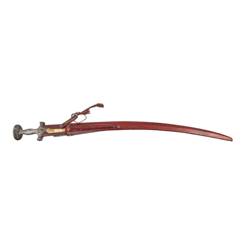 Indian, 19th centuryA Talwar with two smaller daggers in a red leather ...