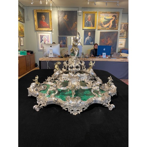 174 - An important Italian silver, silver-gilt and malachite centrepieceRome, circa 1720, Attributed to Gi... 