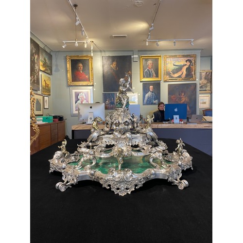 174 - An important Italian silver, silver-gilt and malachite centrepieceRome, circa 1720, Attributed to Gi... 