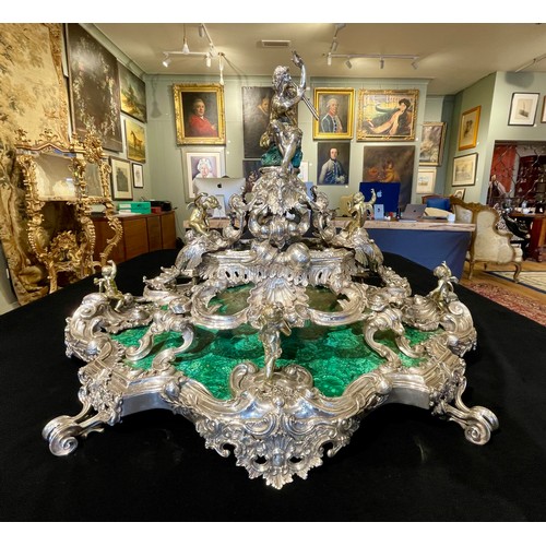 174 - An important Italian silver, silver-gilt and malachite centrepieceRome, circa 1720, Attributed to Gi... 