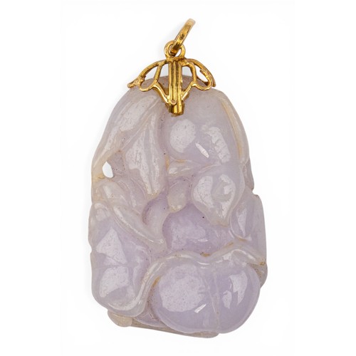 13 - ChineseA pretty pale lavender-coloured jadeite carved pendant, circa 1930The lavender jadeite carved... 