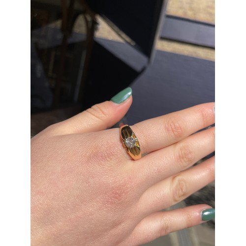 2A - Antique, A cushion-shaped diamond and 18k gold ring, circa 1900The cushion-shaped diamond set with t... 