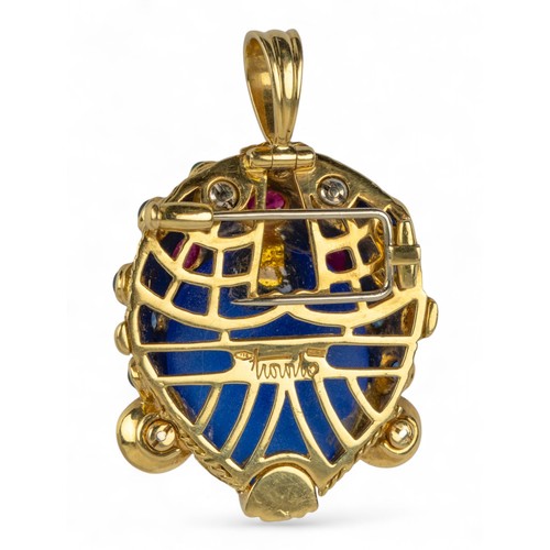 35 - Italian, circa 1980An 18k gold diamond, ruby, emerald, sapphire and paste glass set Venetian-style b... 