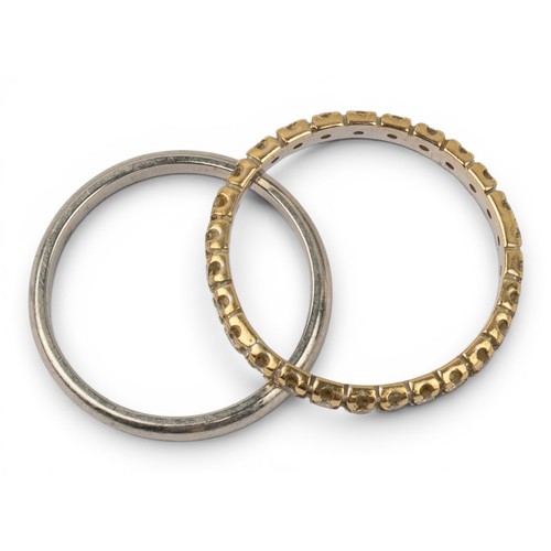 38 - A small diamond eternity ring and a small platinum wedding bandFinger size: KTotal weight: Approx. 4... 