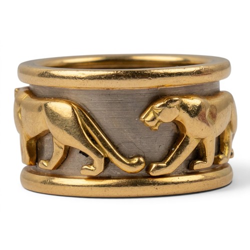 44 - Cartier, ParisAn 18k two-coloured gold Panth&egrave;re ring. With small Cartier red leather boxFinge... 
