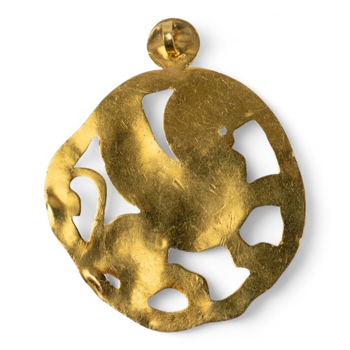 45 - A large high-carat yellow gold rampant chimera pendantDimensions: 9 cm. (H) x 7.6 cm. (W)Total weigh... 