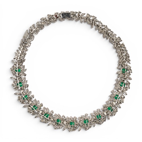 12 - Faux emerald and cubic zirconia cluster necklaceThe front composed of thirteen clusters, with circul... 