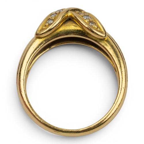29 - Tiffany & Co, A pair of 18ct gold and diamond 'X' earrings and matching ringSigned 'T & Co' ... 
