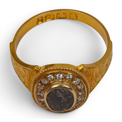 32 - Antique, An 18ct yellow gold and diamond mourning ring, circa 1899Finger size: PTotal weight: Approx... 