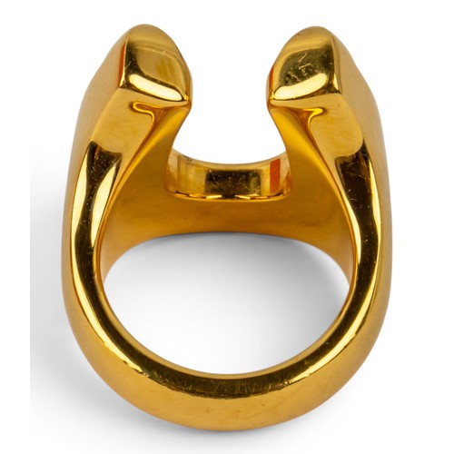 35 - Herm&egrave;s, A Jockette ringThe gold-plated and leather ring signed to the insideIn its original b... 