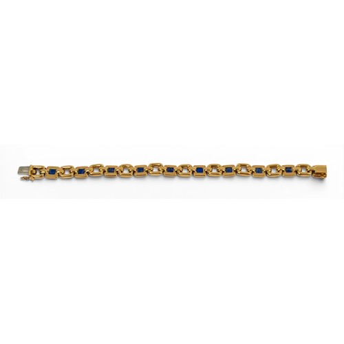 42 - Georges Lenfant for Van Cleef & Arpels, A rare 18ct gold and lapis lazuli line braceletComposed ... 