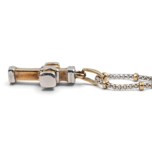 13 - A rose gold and silver cross pendant on a rose gold and silver fancy-link chainTotal length (chain):... 